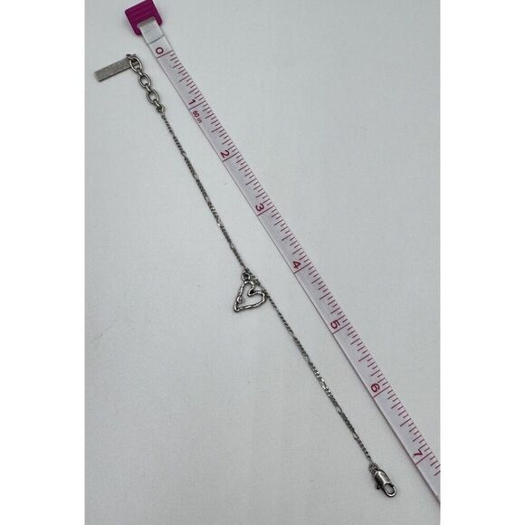 Marc Jacobs Delicate Silver Tone Figaro Heart Charm Rhinestone Love Bracelet - Picture 9 of 9